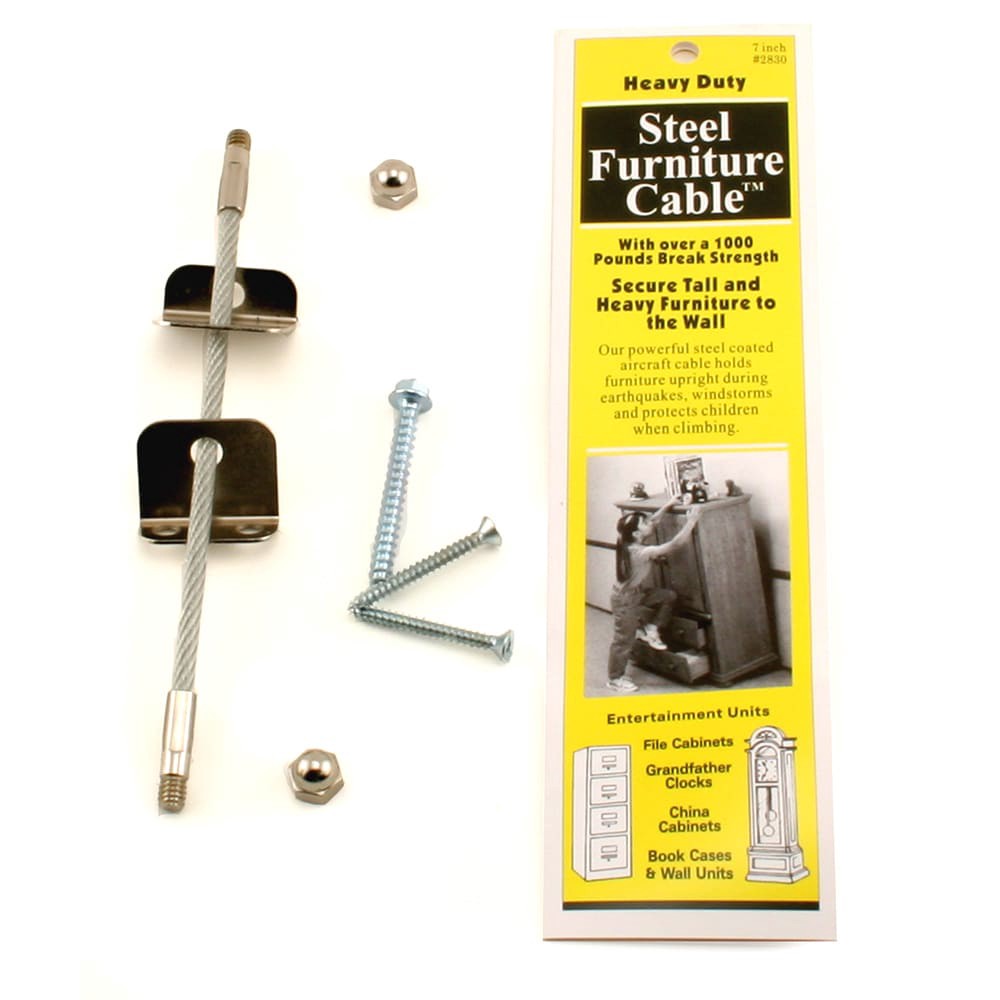 slide 4 of 6, QuakeHOLD! Secure Your Furniture with Steel Furniture Cable - Prevent Tip/Fall - Silver Finish - Easy Installation - Includes All Necessary Hardware, 1 ct
