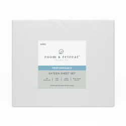 ROOM & RETREAT RR 400 Thread Counts Sheet Set, King, 4 pc set, White