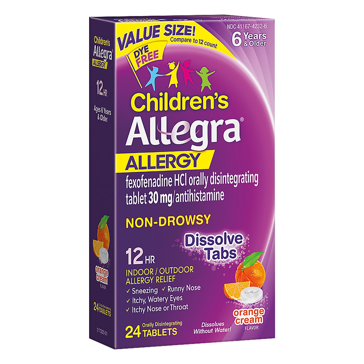 slide 4 of 9, Allegra Children's Non-Drowsy Allergy Tablets Orange Cream Flavor, 24 ct