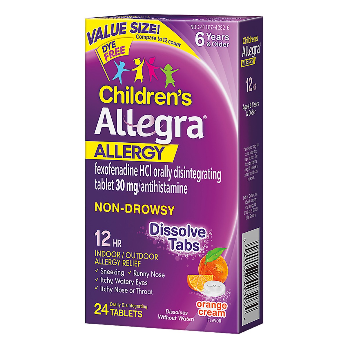 slide 6 of 9, Allegra Children's Non-Drowsy Allergy Tablets Orange Cream Flavor, 24 ct