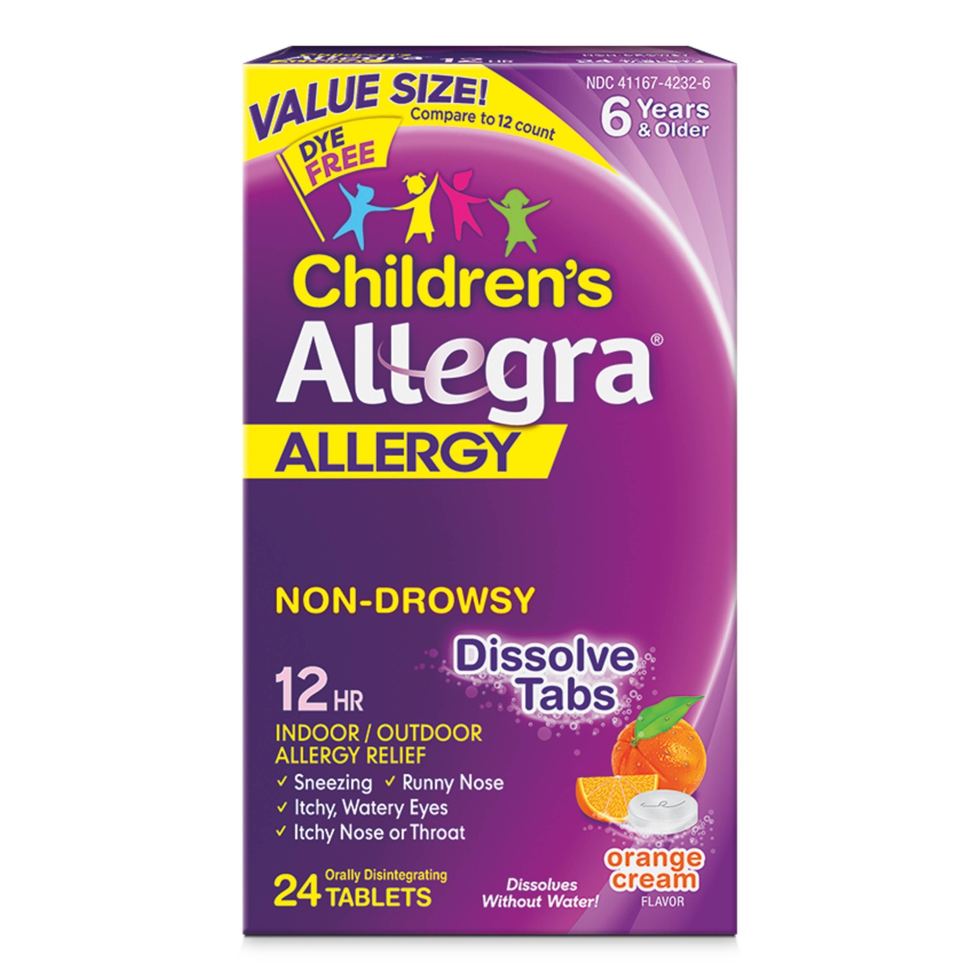 slide 1 of 2, Allegra Children's Non-Drowsy Allergy Tablets Orange Cream Flavor, 24 ct