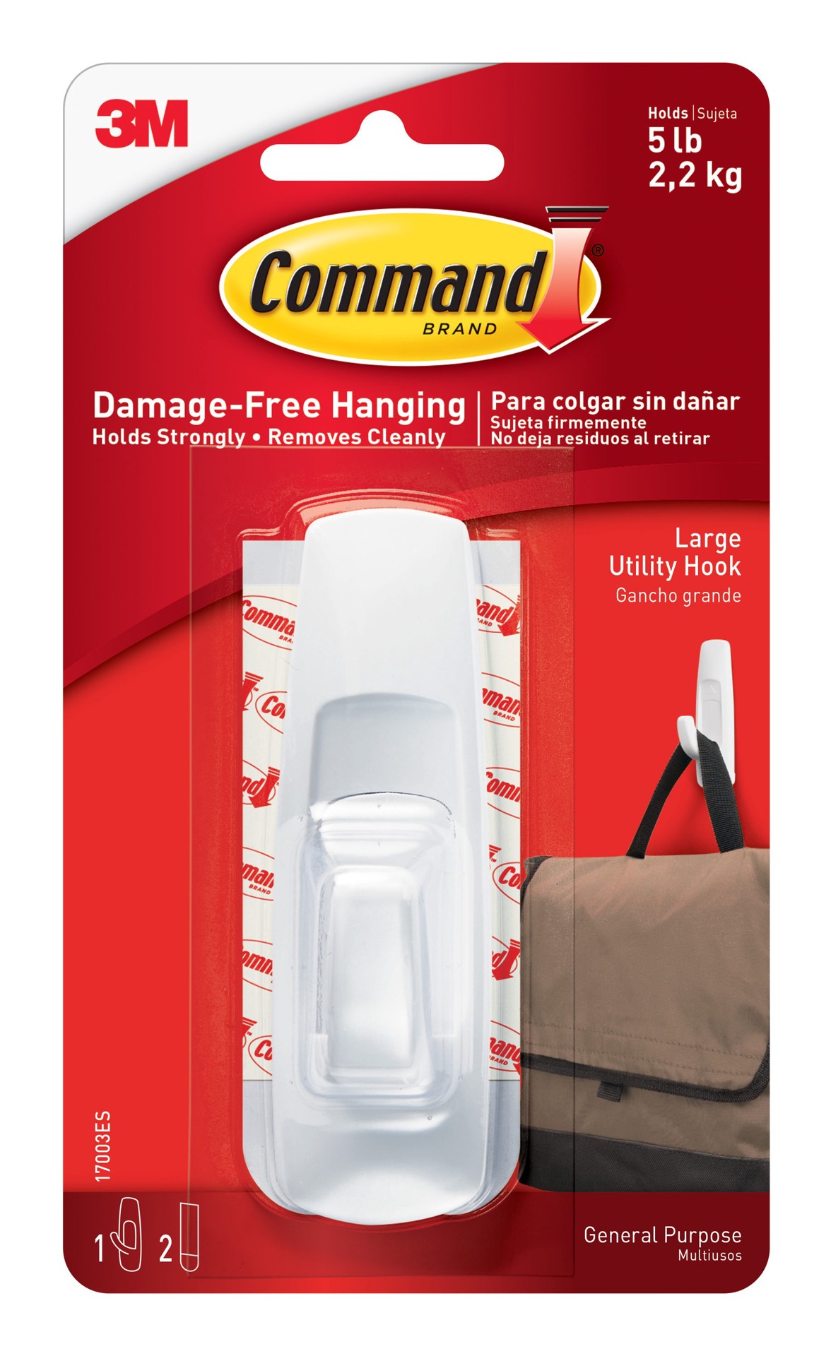 slide 1 of 6, Command Large White Adhesive Storage/Utility hook 5-lb Capacity, 1 ct