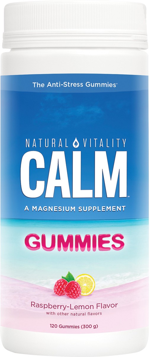 slide 2 of 4, Natural Vitality CALM Raspberry Lemon Flavored Magnesium Supplement Gummies, 120 ct