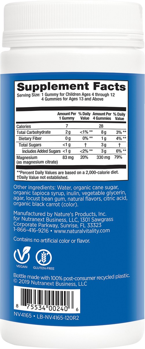 slide 4 of 4, Natural Vitality CALM Raspberry Lemon Flavored Magnesium Supplement Gummies, 120 ct