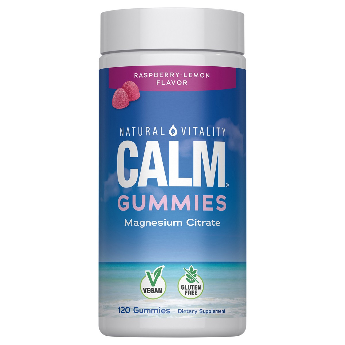 slide 1 of 4, Natural Vitality CALM Raspberry Lemon Flavored Magnesium Supplement Gummies, 120 ct