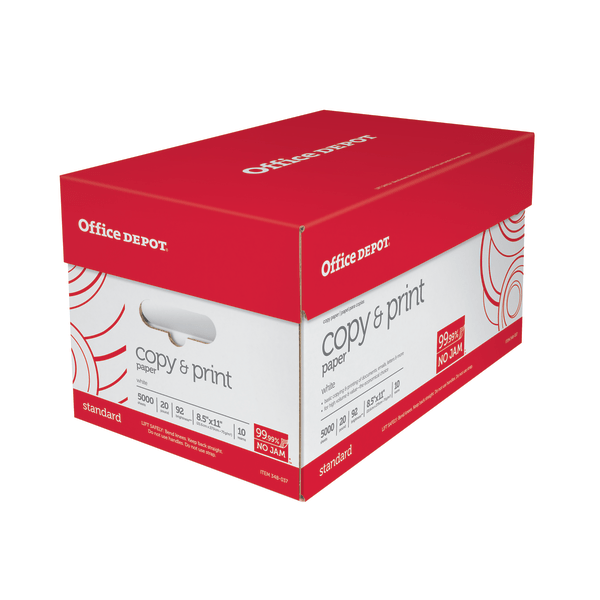 slide 2 of 5, Office Depot Multi-Use Printer & Copy Paper, 10 Reams, White, Letter (8.5"" X 11""), 5000 Sheets Per Case, 20 Lb, 92 Brightness, 5000 ct
