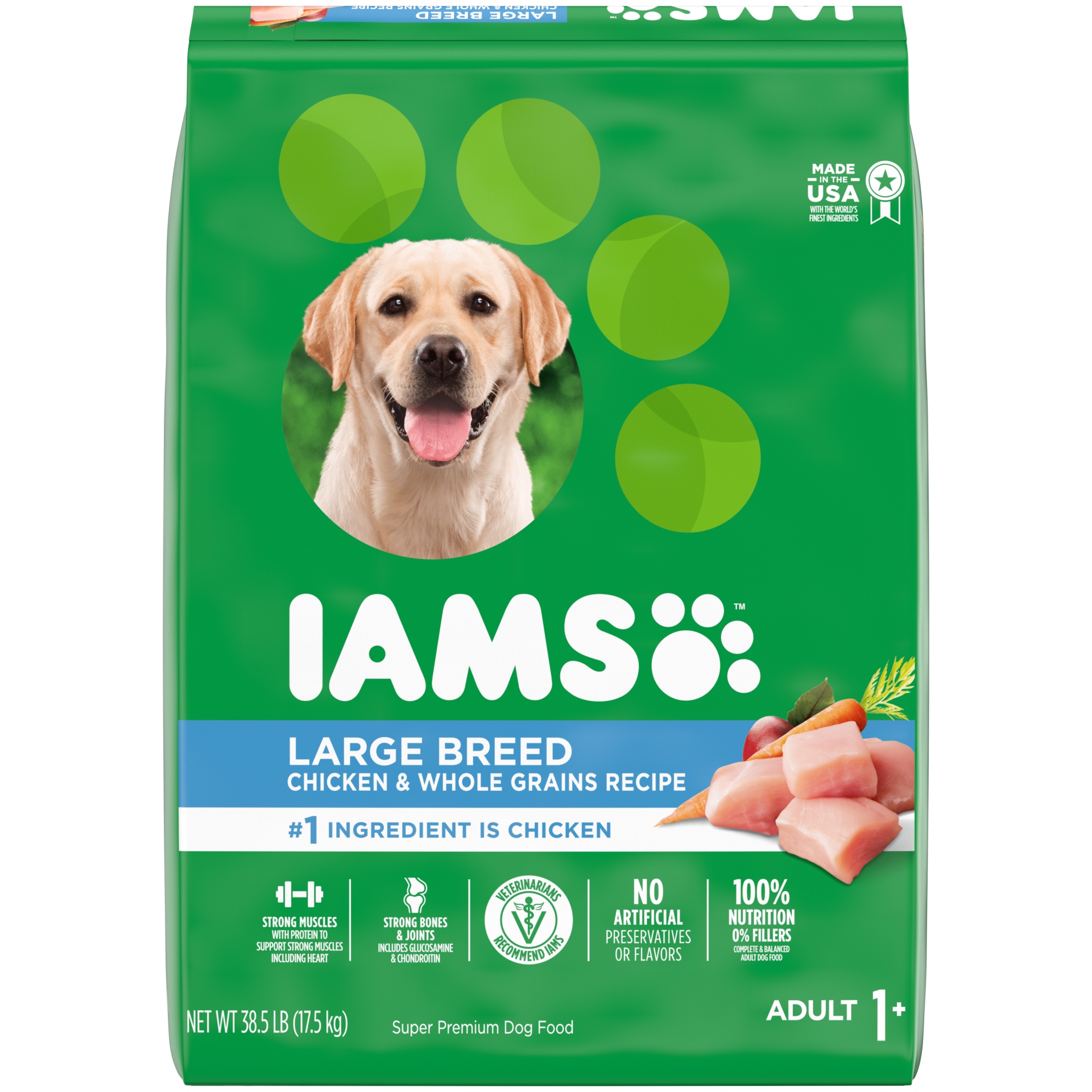 slide 1 of 7, Iams Adult High Protein Large Breed Dry Dog Food With Real Chicken, 38.5 lb