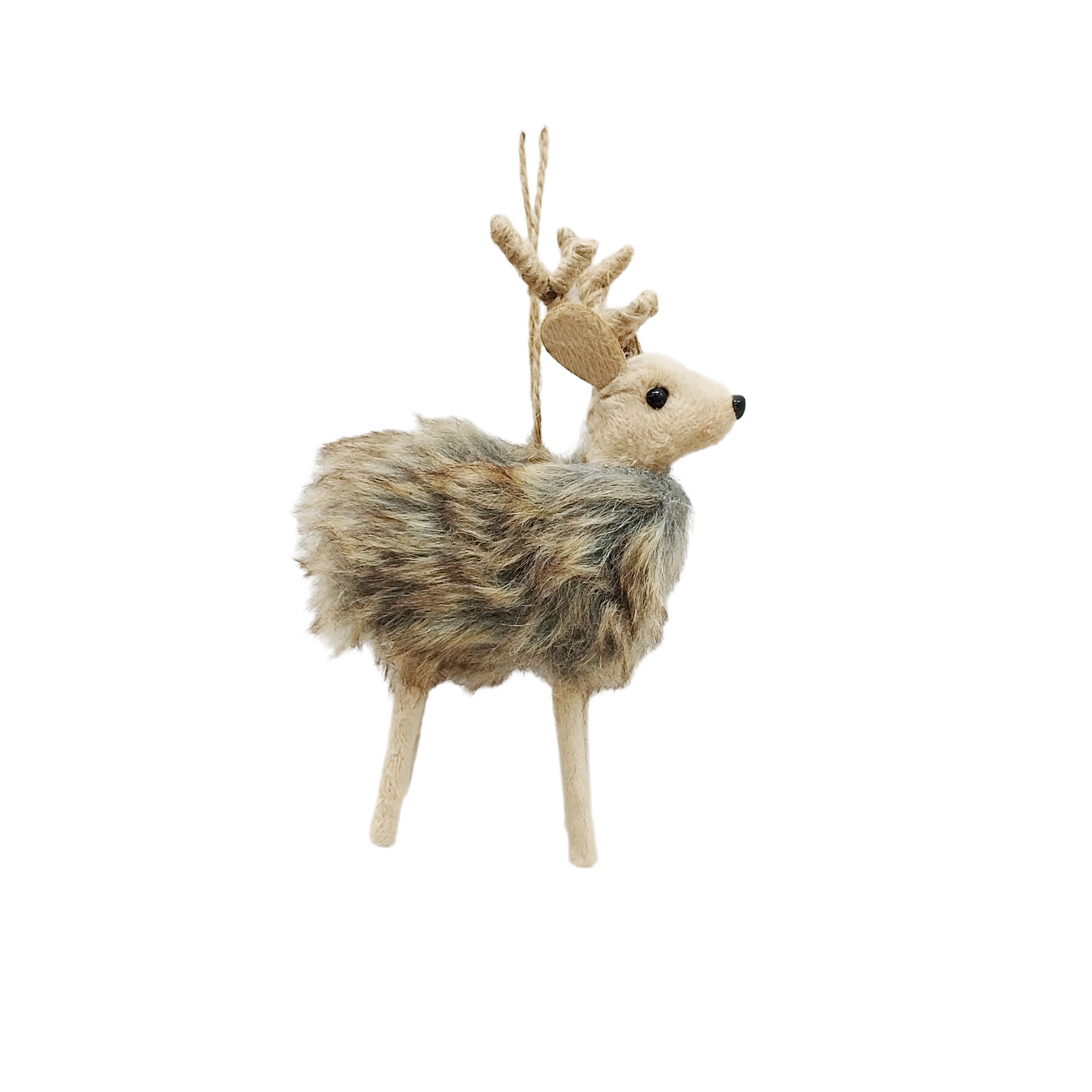 slide 2 of 2, 6" Brown Faux Fur Reindeer Ornament By Ashland, 6 in