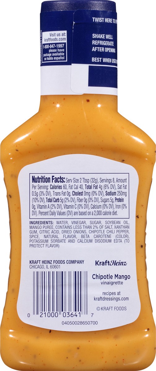 slide 10 of 13, Kraft Mango Chipotle Vinaigrette Dressing 8 fl oz Bottle, 8 fl oz