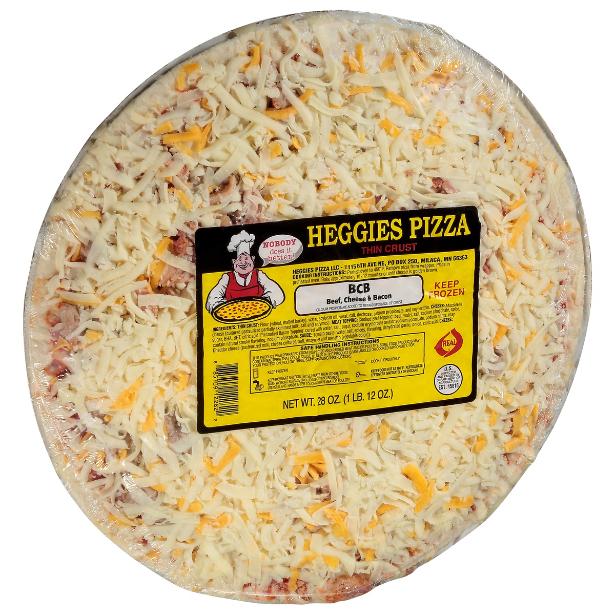 slide 2 of 11, Heggies Beef Cheese And Bacon Pizza, 28 oz