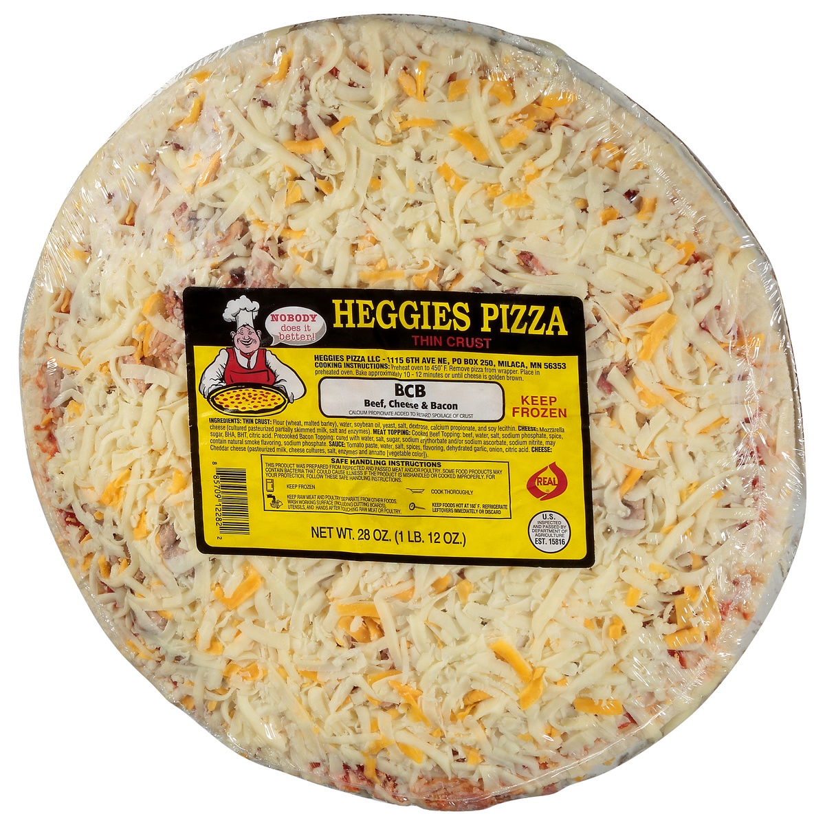 slide 3 of 11, Heggies Beef Cheese And Bacon Pizza, 28 oz