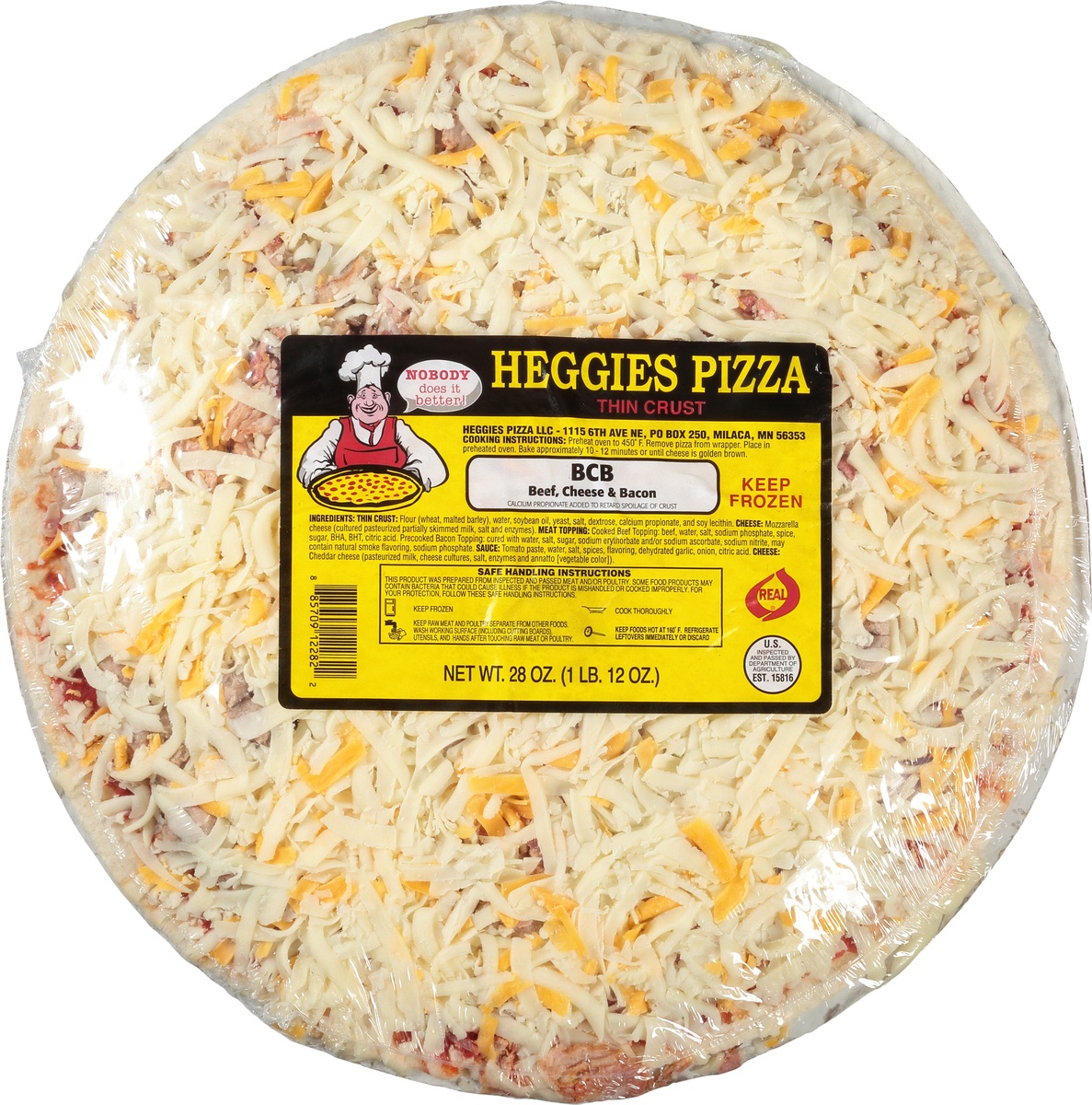 slide 9 of 11, Heggies Beef Cheese And Bacon Pizza, 28 oz