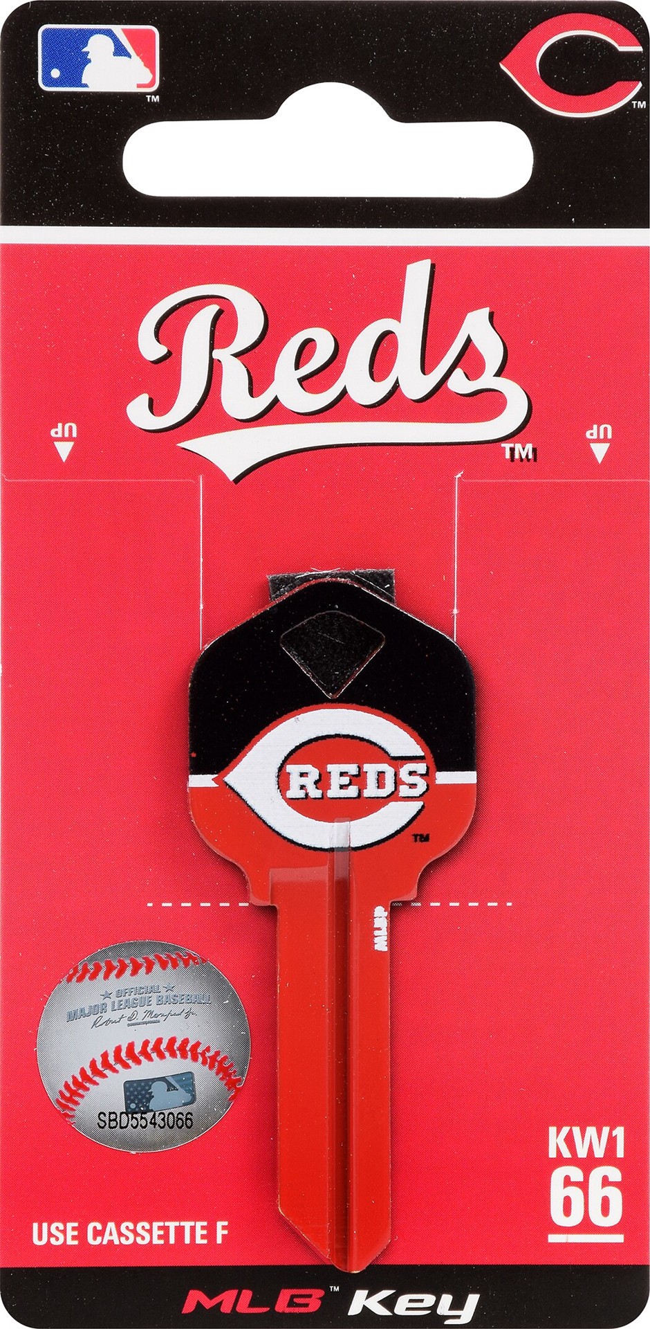 slide 2 of 4, Fanatix Cincinnati Reds Painted team colors Decorative Brass House/Entry Key Blank, 1 ct