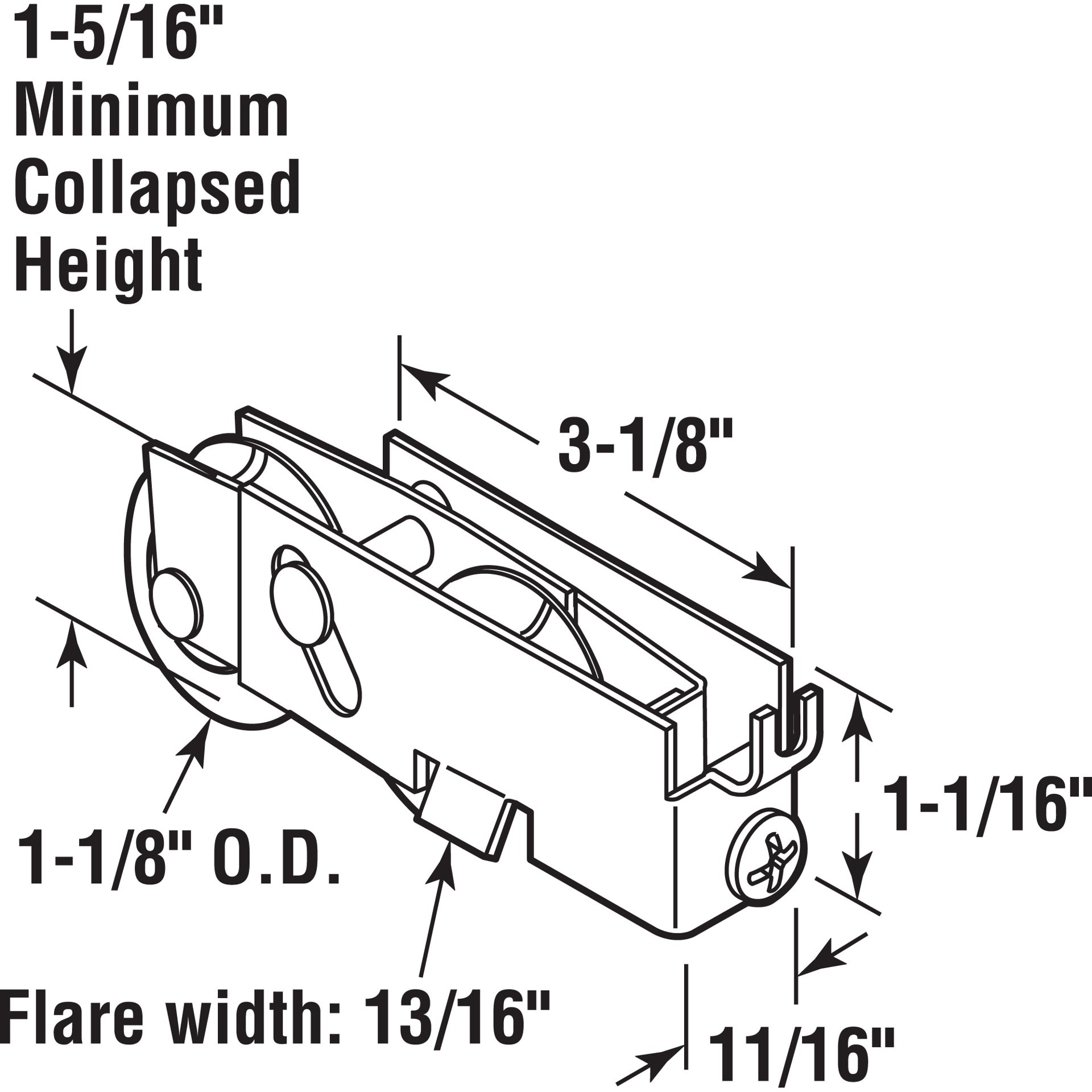 slide 2 of 6, Prime-Line Adjustable 1.125-in Steel Tandem Sliding Patio Door Roller Assembly, 1 ct