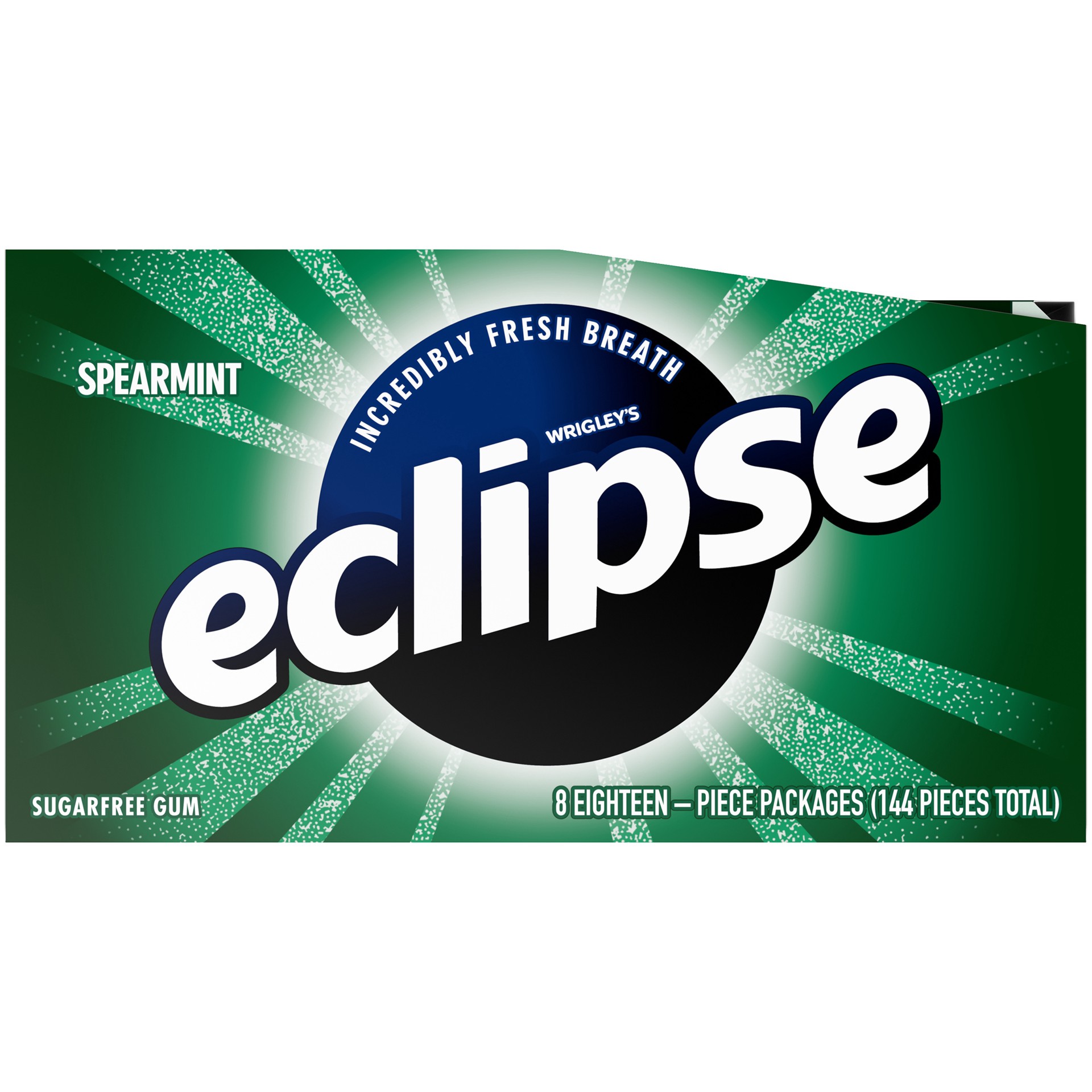 slide 2 of 5, ECLIPSE Spearmint Sugarfree Gum, 8 Packs, 144 pc