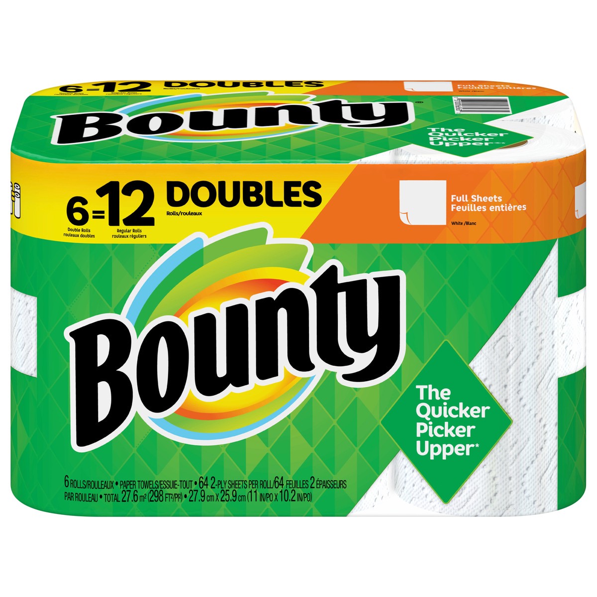 slide 1 of 8, Bounty Full Sheet Double Rolls Paper Towels, 6 ct