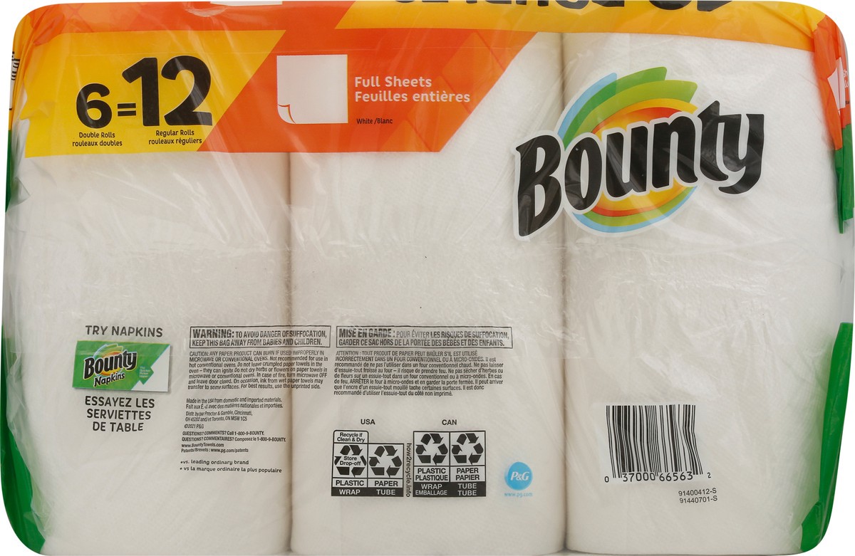 slide 7 of 8, Bounty Full Sheet Double Rolls Paper Towels, 6 ct