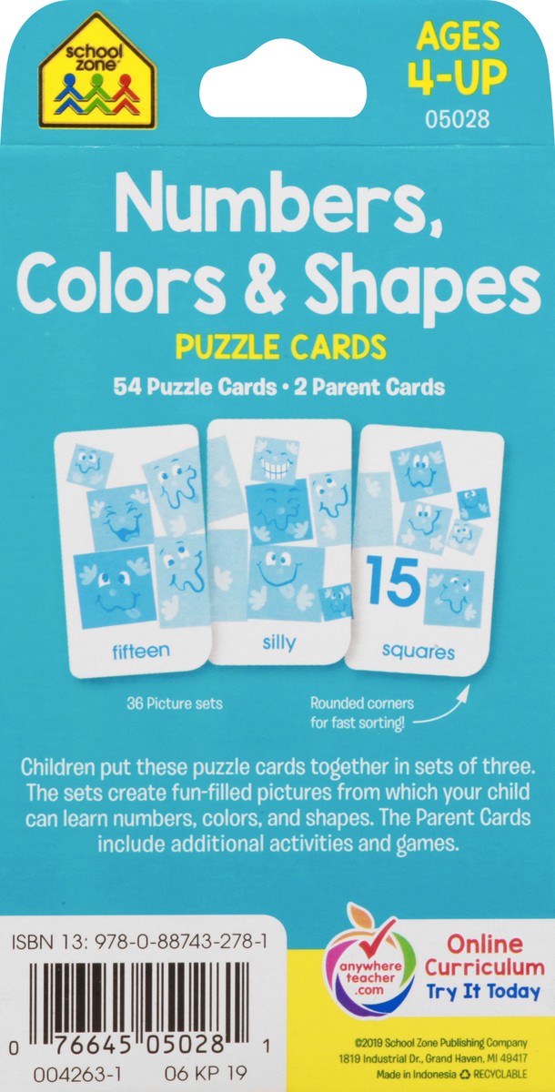 slide 6 of 11, School Zone Numbers Colors & Shapes Puzzle Cards 1 ea, 1 ct