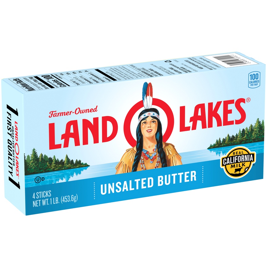 slide 3 of 6, Land O'Lakes Unsalted Butter, 4 sticks, 1 lb Pack, 1 lb
