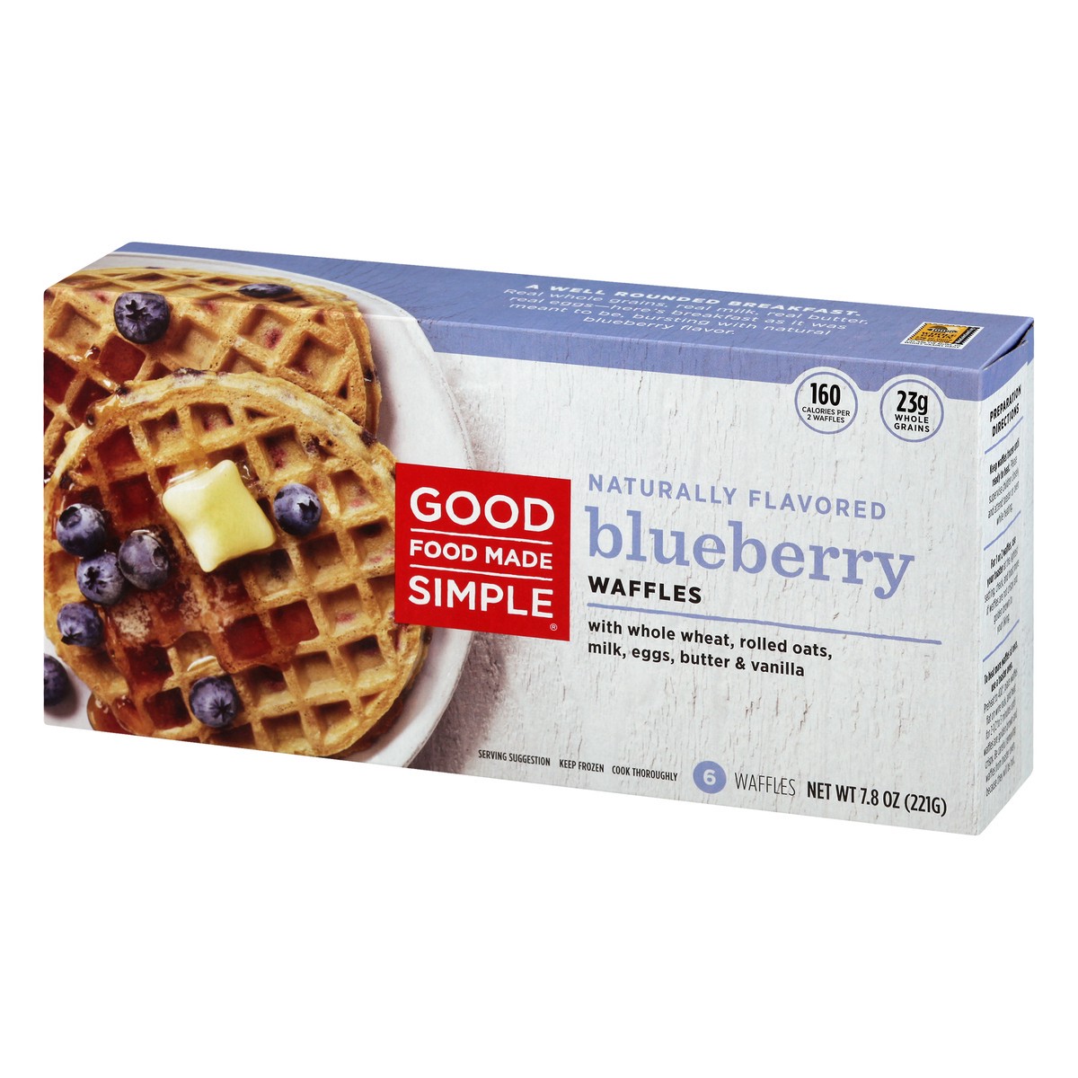 slide 2 of 13, Good Food Made Simple Blueberry Waffles 6 ea, 6 ct