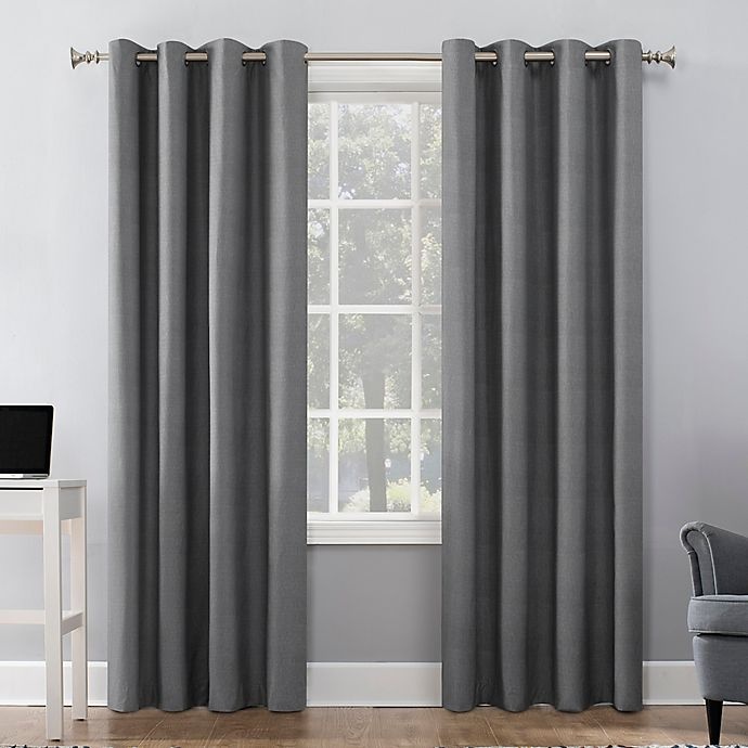 slide 1 of 1, Sun Zero Duran Grommet Thermal Insulated Blackout Window Curtain Panel - Gray, 108 in