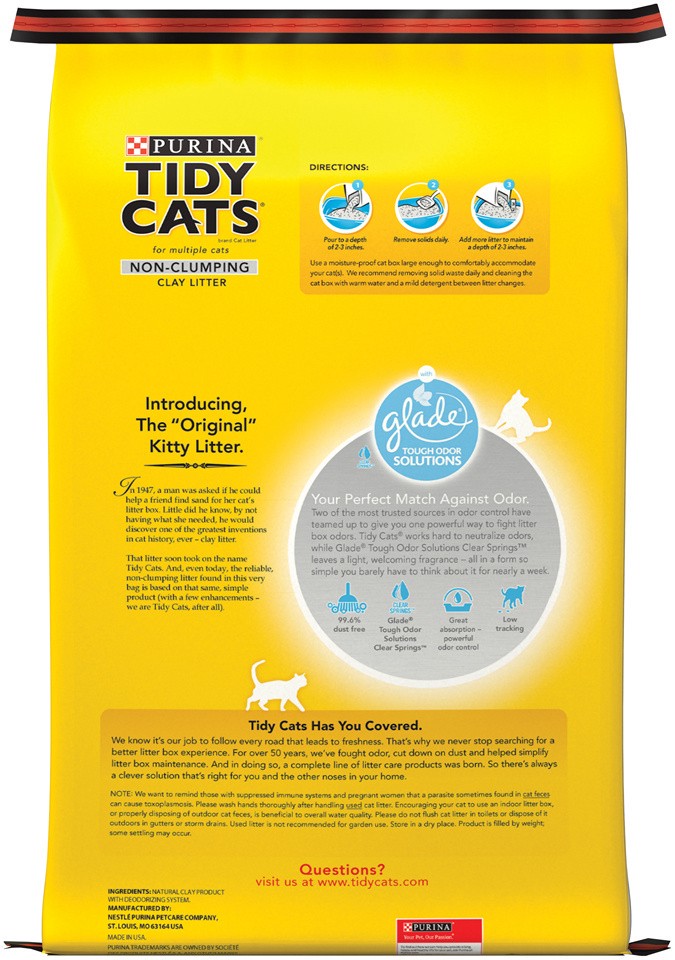 slide 4 of 5, Tidy Cats Purina Tidy Cats Non Clumping Cat Litter, Glade Clear Springs Multi Cat Litter, 50 lb