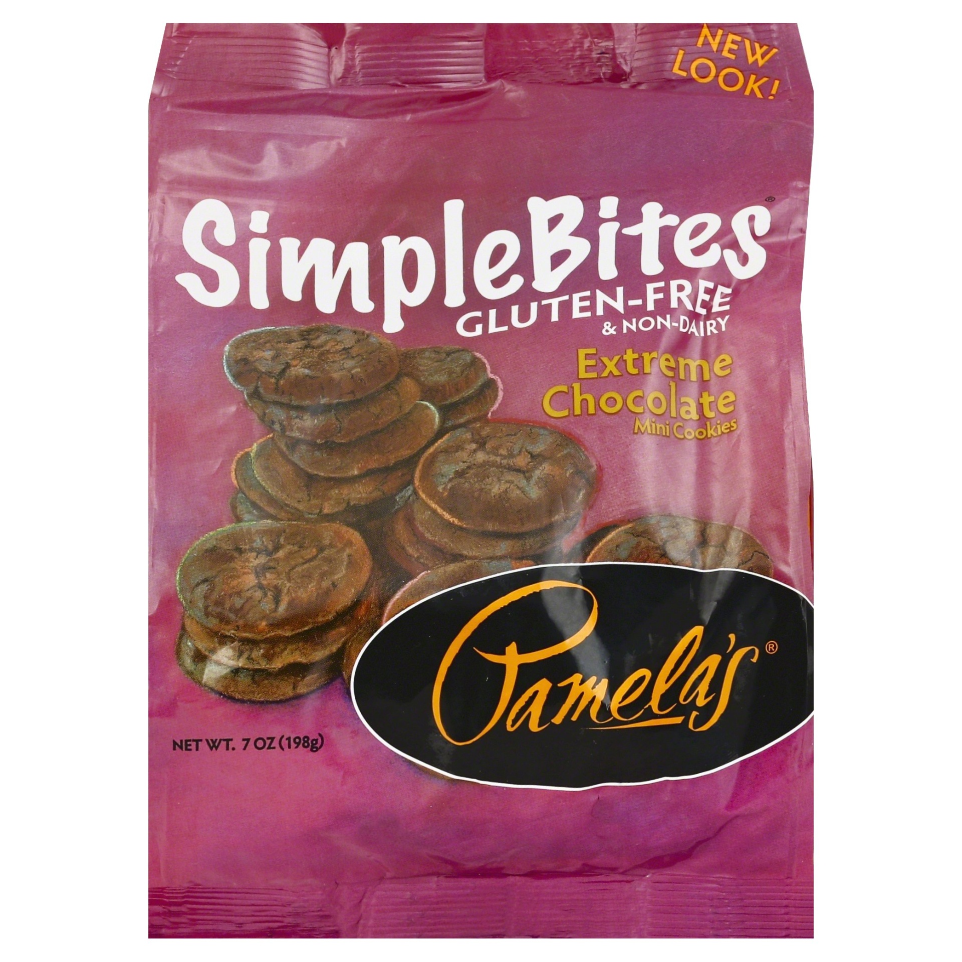 slide 1 of 1, Pamela's Simple Bites Gluten Free Extreme Chocolate Mini Cookies, 7 oz