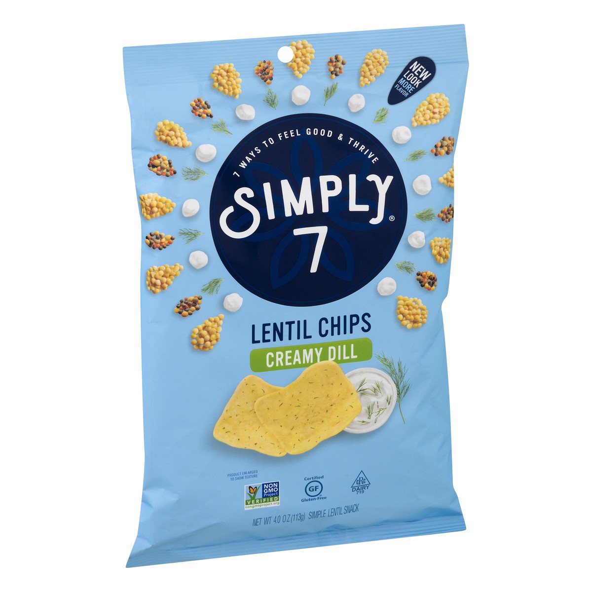 slide 2 of 9, Simply7 Creamy Dill Lentil Chips 4 oz, 4 oz