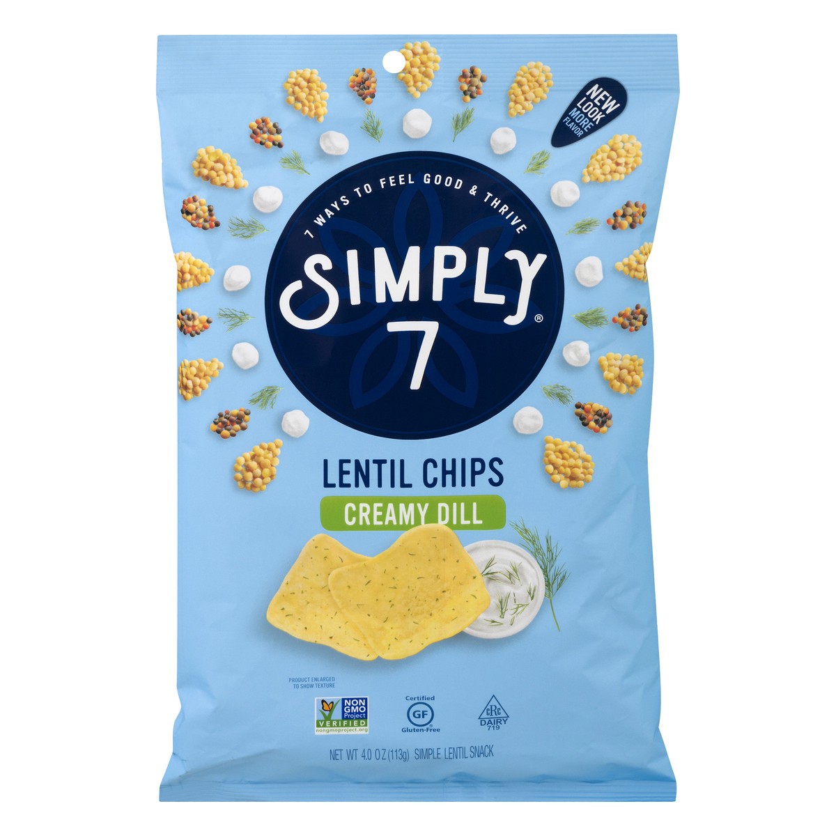 slide 1 of 9, Simply7 Creamy Dill Lentil Chips 4 oz, 4 oz