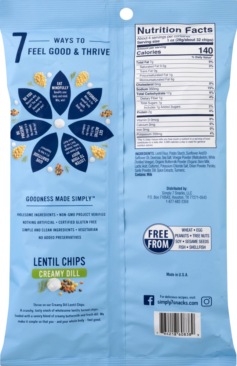 slide 5 of 9, Simply7 Creamy Dill Lentil Chips 4 oz, 4 oz