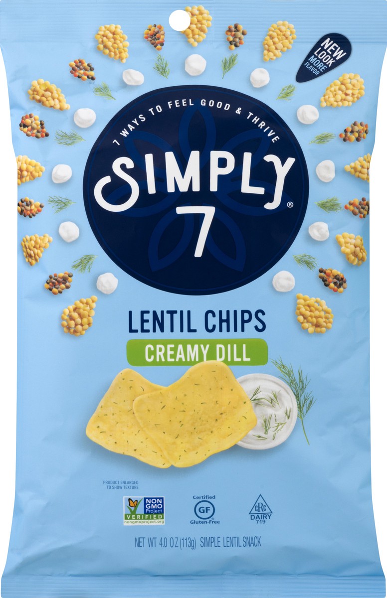 slide 6 of 9, Simply7 Creamy Dill Lentil Chips 4 oz, 4 oz