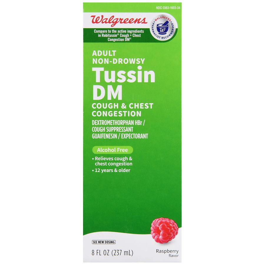 slide 3 of 5, Walgreens Tussin Cough Syrup DM Raspberry, 8 fl oz