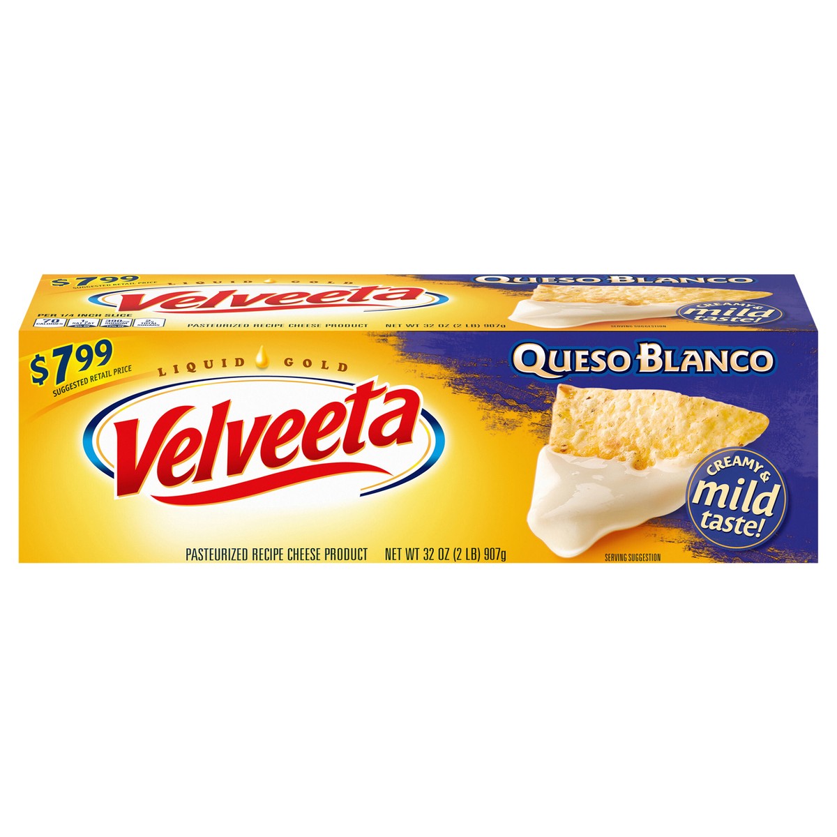 slide 1 of 9, Velveeta Queso Blanco Cheese, 32 oz Block, 32 oz