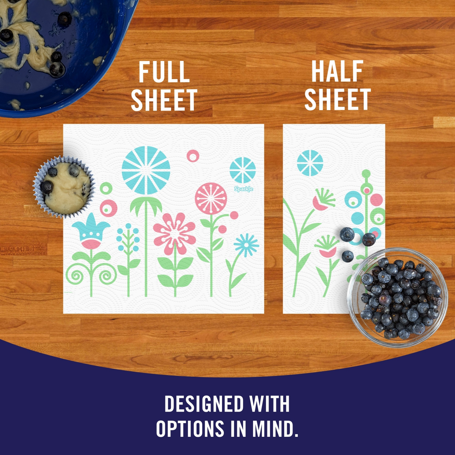 slide 2 of 5, Sparkle Paper Towels, Double Rolls, Spirited Prints, 6 ct