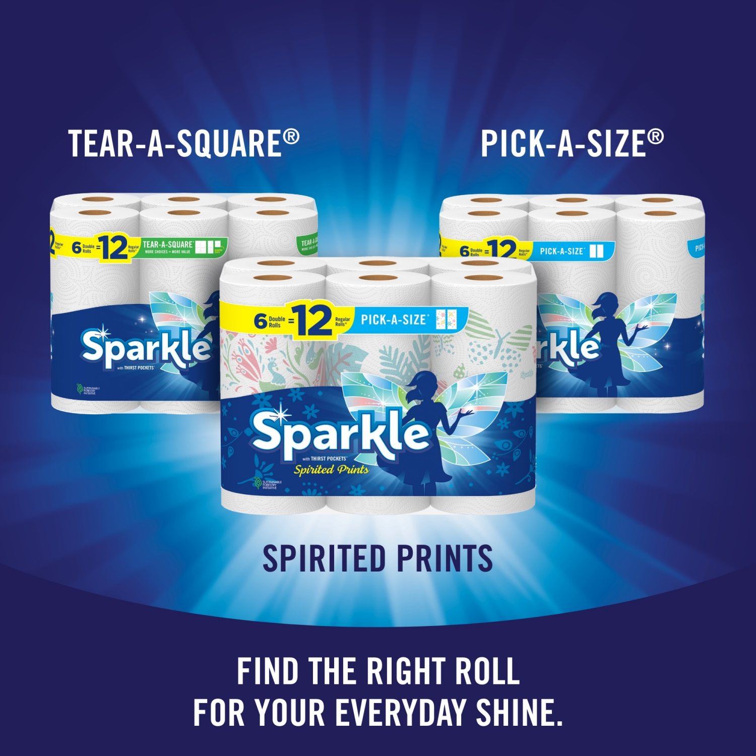 slide 3 of 5, Sparkle Paper Towels, Double Rolls, Spirited Prints, 6 ct