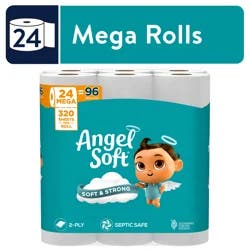 Angel Soft Bathroom Tissue, Unscented, Mega Roll, 2-Ply