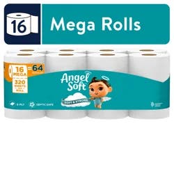 Angel Soft Bathroom Tissue, 2-Ply, Unscented, Mega Roll
