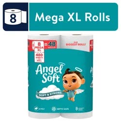 Angel Soft Super Mega Toilet Paper, 8 Super Mega Rolls