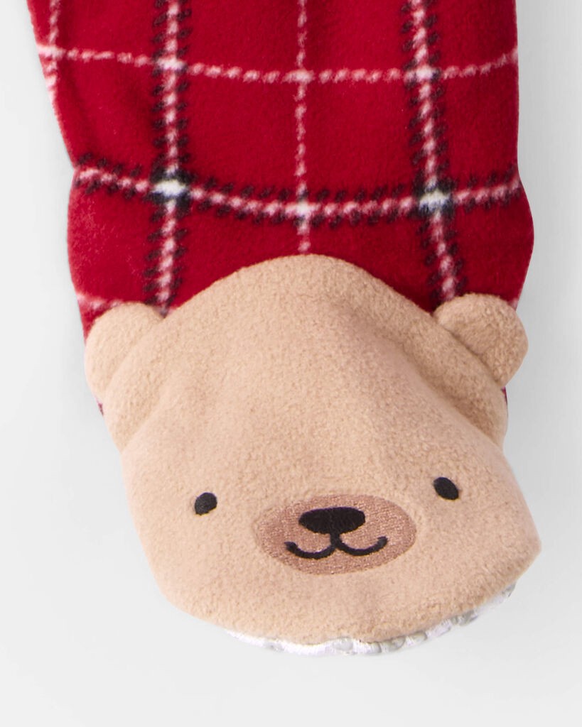 slide 3 of 4, Carter's Toddler Boy Plaid Print Fleece Long-Sleeve Loose Fit 1-Piece Pajamas - Red Red 5T, 1 ct