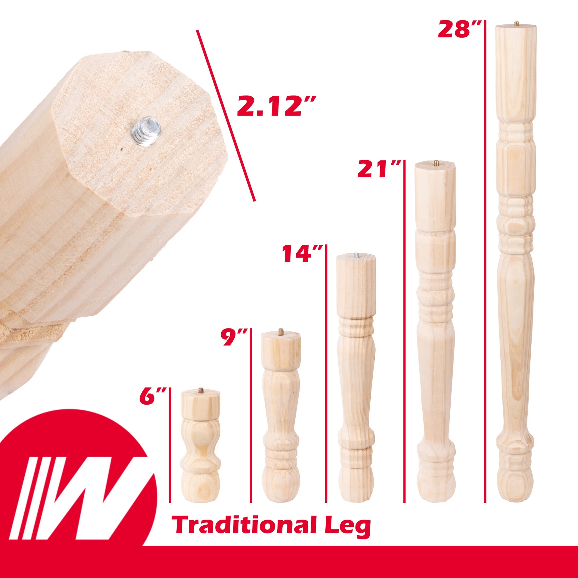 slide 4 of 6, Waddell 2.125-in x 14-in Traditional Pine End table leg, 1 ct