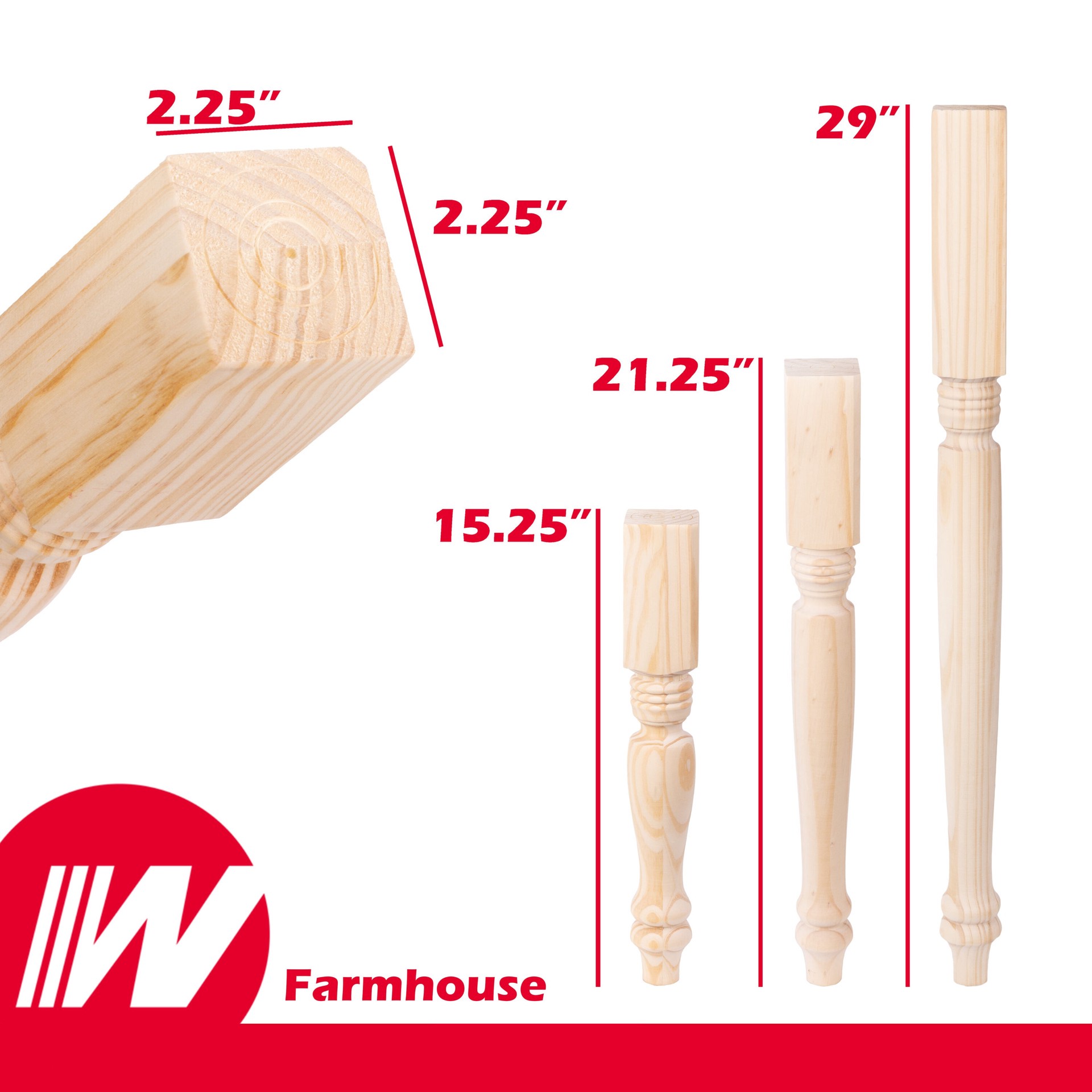 slide 5 of 6, Waddell 2.25-in x 29-in Country pine Pine End table leg, 1 ct