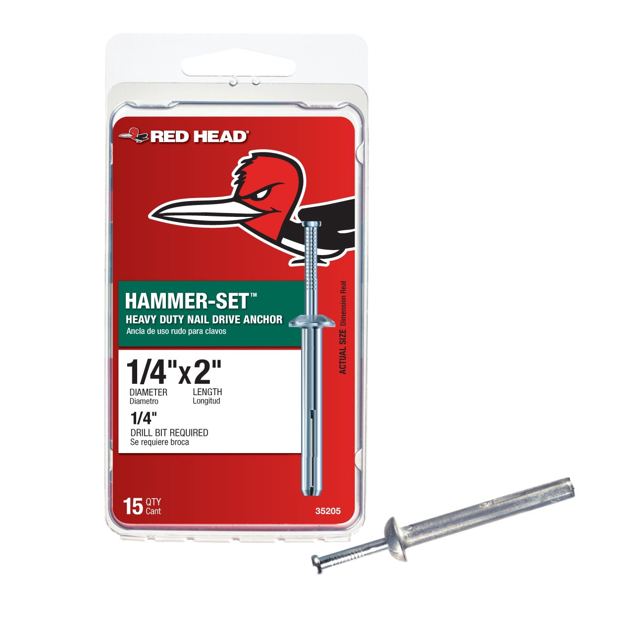 slide 6 of 6, Red Head Hammer-Set 1/4-in x 2-in Nail-Drive Anchors 15-Pack, 1 ct