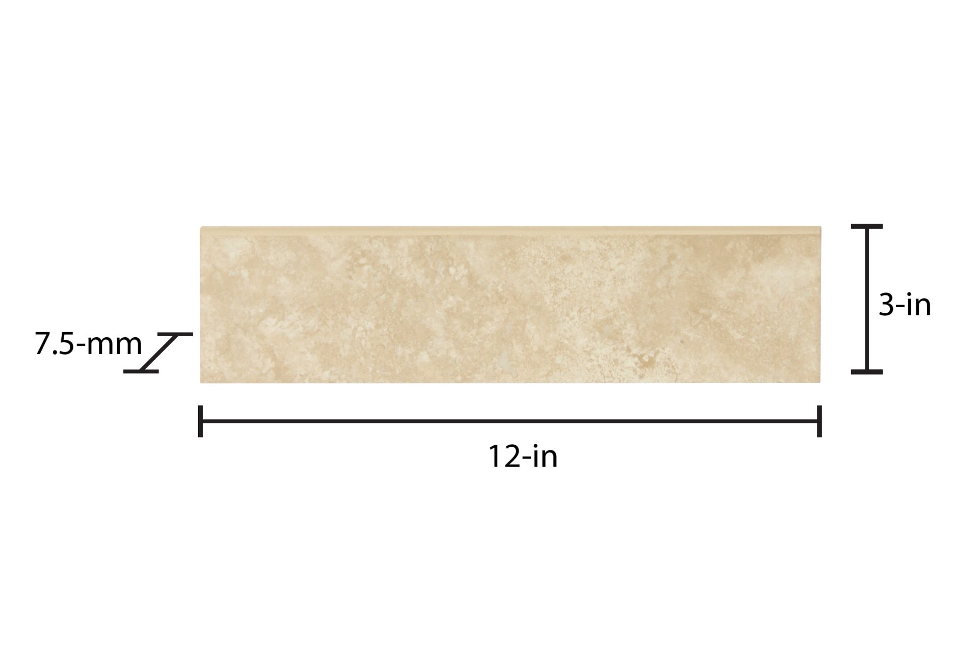 slide 3 of 5, Style Selections Capri Classic 3-in x 12-in Glazed Thru body porcelain Bullnose Tile ( 0.23-sq ft / Piece ), 1 ct
