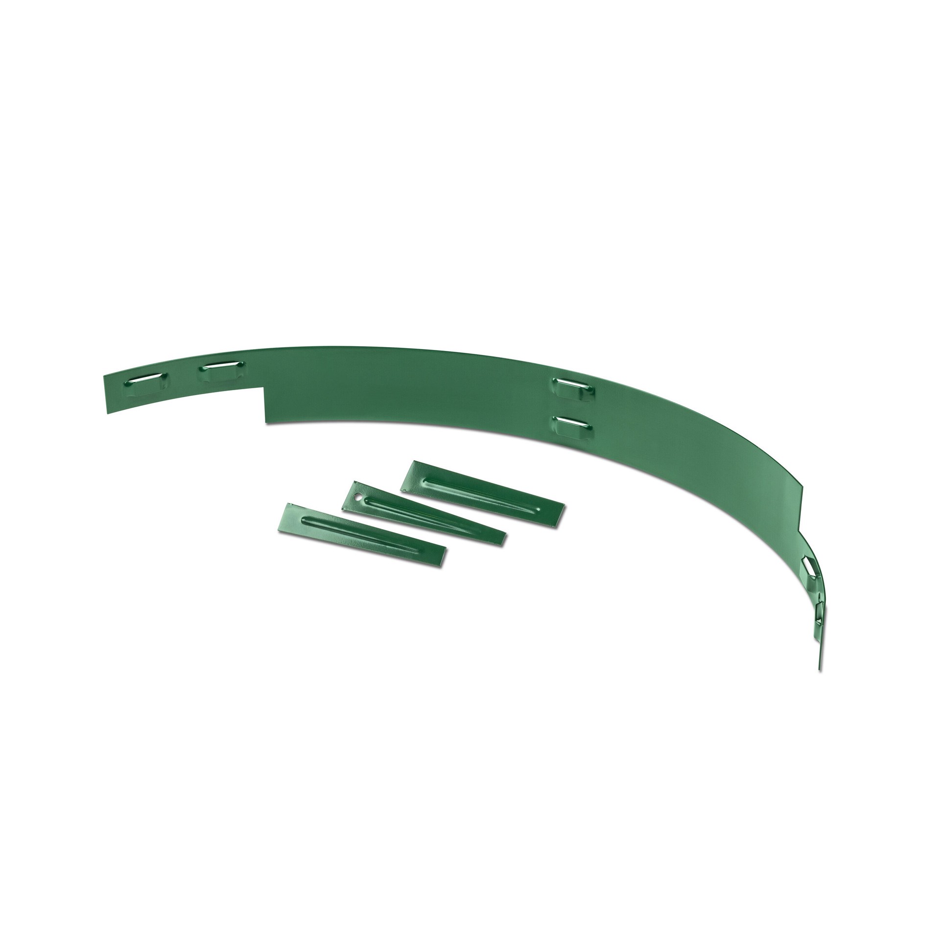 slide 4 of 6, Colmet 4 x 4-in Tree Ring Green Steel Landscape edging section with stakes, 1 ct