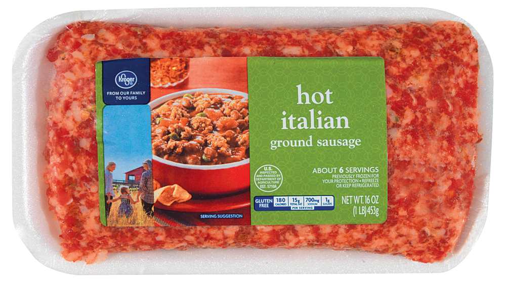 slide 1 of 1, Kroger Hot Italian Ground Sausage, 16 oz