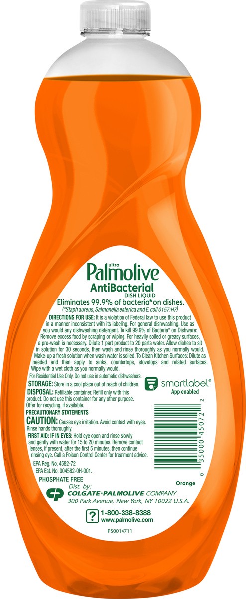 slide 7 of 8, Palmolive Ultra Antibacterial Orange Liquid Dish Soap, 32.5 fl oz