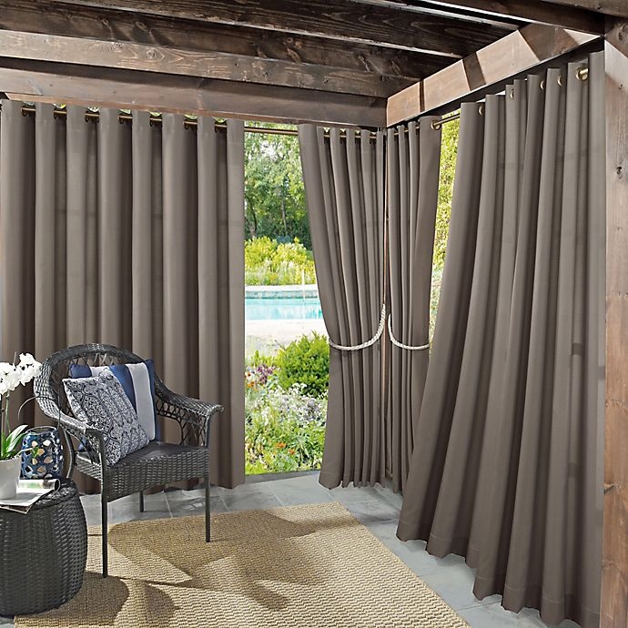 slide 1 of 4, Sun Zero Marlee Indoor/Outdoor Window Curtain Panel - Gray, 108 in