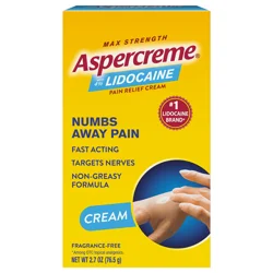 Aspercreme Lidocaine Pain Relief Cream Max Strength Fragrance Free