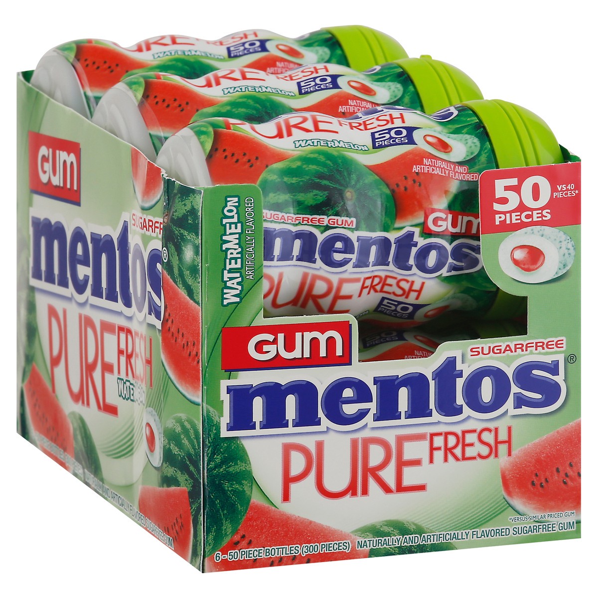 slide 8 of 9, Mentos Pure Fresh Sugar Free Watermelon Gum 50 Pieces, 50 ct