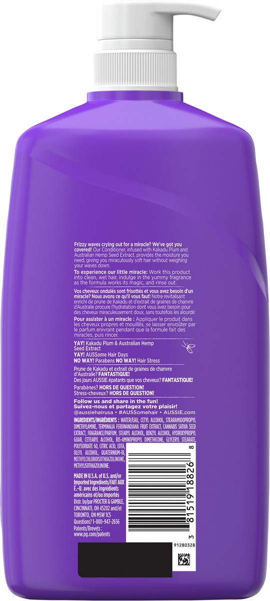 slide 2 of 3, Aussie Miracle Waves Conditioner, 26.2 fl oz